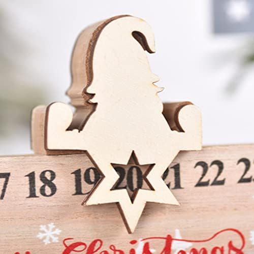 Calendário de contagem regressiva de Natal de Toyvian, decoração de calendário móvel de madeira, calendário de contagem regressiva de contagem regressiva do velho Homem de Natal Decoração de Casa de Madeira