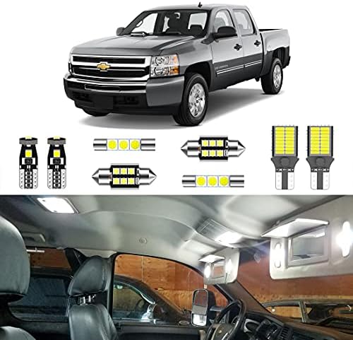 Lighsta 12pcs Super Branco LED White LED Interior Kit Pacote para Chevrolet Silverado/GMC Sierra 2007 2008 2009 2010 2012 2012 2013