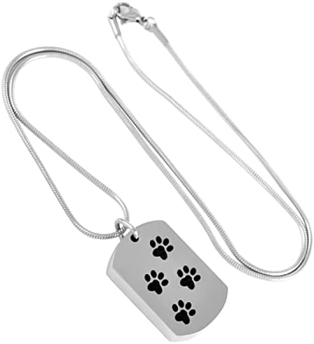 Biaihqie 27mm*12mm de aço inoxidável de aço de aço impressão Tag cão cremação urna pingente jóias cinzas colar memorial
