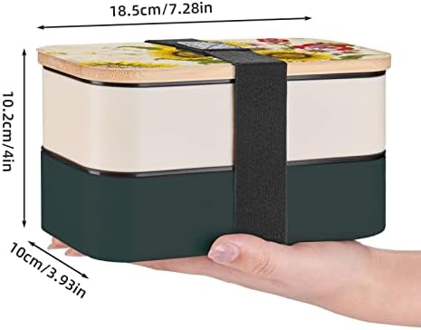 Surfocalé de abelhas Daisy Rose Flowers Lunch Bento Caixa com alça ajustável atualizada, recipiente de alimentos à