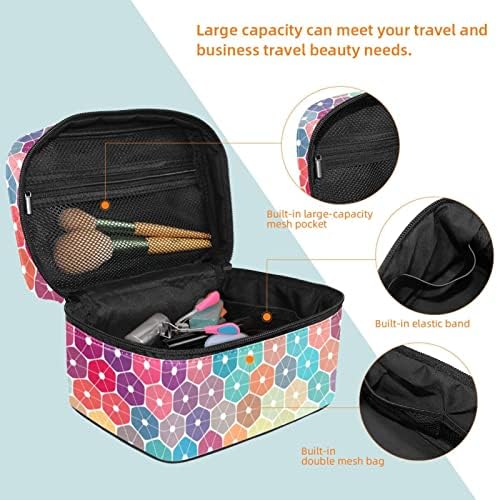 Bolsa de maquiagem de viagem Yoyoamoy com compartimento, arte colorida Lattice Big Cosmetic Case Caso de beleza personalizado Organizador