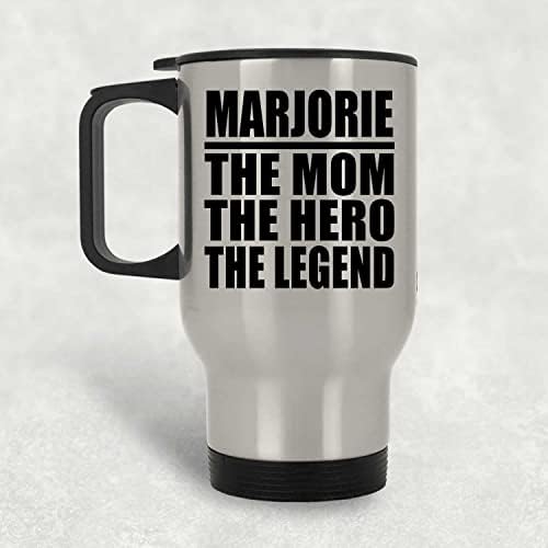 Designsify Marjorie A mãe O herói A lenda, Silver Travel caneca 14oz de aço inoxidável Tumbler, presentes para aniversário