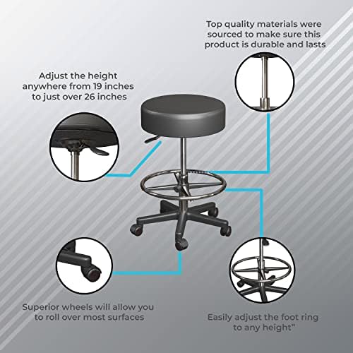 Luxton Ergonomic Rolling Banco -Dous -Double e espuma de memória Spa ajustável Spa Medical Spa, cadeira de mesa com cadeira giratória,