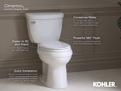 Kohler K-4418-96 CIMARRON 1.6 GPF CLET CINCO TANQUE TANDE, Biscoito