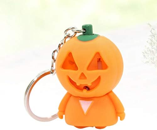 BEDEIRO HALLOWEEN Pumpkin Keychain LED Luminous Sound Key Chain Keyring Creative for Halloween Party Supplies