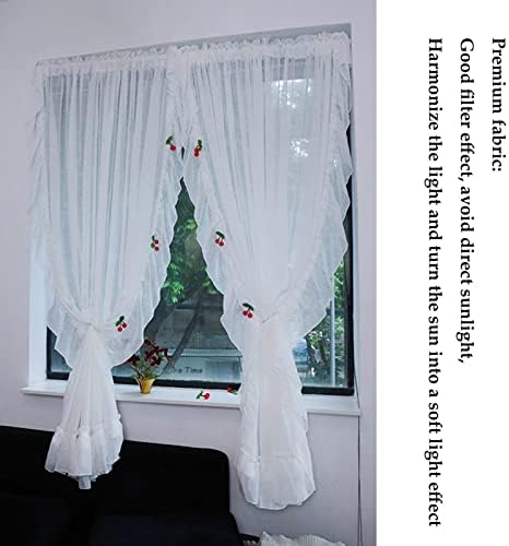 Gelisure Vintage Ruffle Voile Curtains - 1 PCS pura cortinas de voz para janela - para sala de meninas/sala de estar/varanda