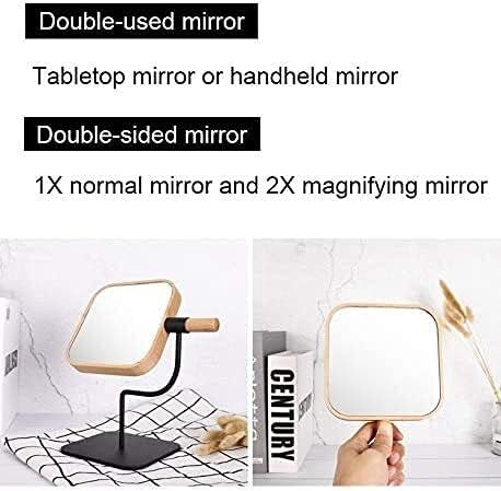 Zhengyyuu Vaidade Mirror 2 em 1 espelho de mesa de mão espelho espelho espelho de maquiagem espelho cosmético, rotação