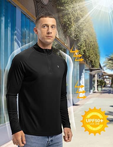 TBMPOY MEN 1/4 PULLOVER DE ZIP UPF 50+ Proteção solar Camisas de manga longa Largue