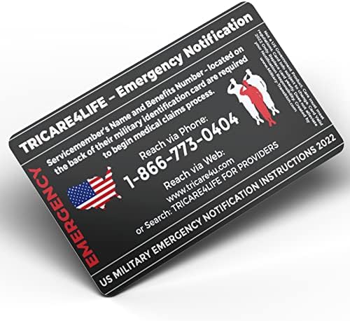 Cartão de Alerta Médico Militar Aposentado dos EUA - Somente Serviço - Informações de Contato Médico de Emergência para Us Servicemelember - Somente locais dos Estados Unidos