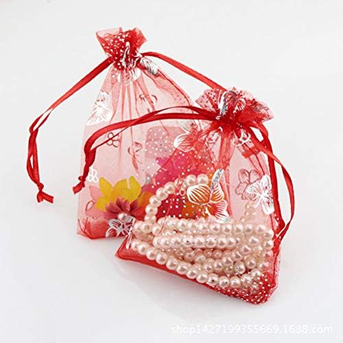 Sacos de doces portáteis de Abaodam 100pc Sacos de gaze de cordão de gaze Bolsas de embalagem de jóias Bolsas bolsas de presente