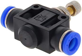 Bettomshin 6pcs HVFF-8 Válvula de controle de fluxo de ar pneumático, 8mm a 8 mm com encaixe de push-a-conexão, união reta, pneumática controlador de ar válvula azul preto preto preto