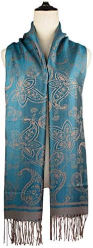 Xale pashmina feminina e enrolar dois tons Padrão de Paisley étnico 70.8'x27.5 '