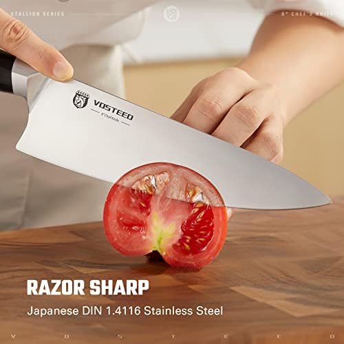 Conjunto de facas de faca de aço japonês de 3 a 8 polegadas, faca de chef de 6,5 polegadas e faca de paramento de 3,5 para cortar e cozinhar