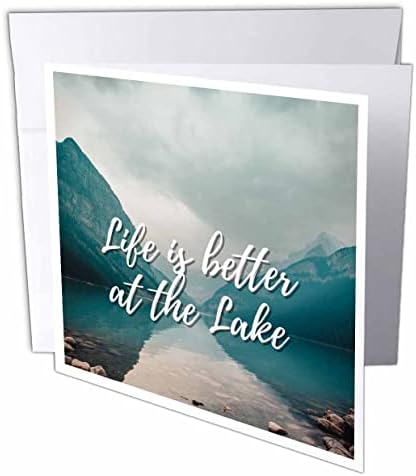 A imagem 3drose de um lago com texto da vida é melhor no lago - cartões de felicitações