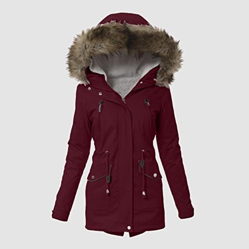 Jaquetas de inverno para mulheres plus size de inverno Coloque de lapela espessa jaqueta de casaco quente encapuzado com capuz grossa