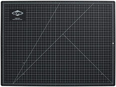 Alvin Cutting Tapete de autocura Série profissional 18 x24 GBM1824 Green/preto lados duplo-lados, 5 dobras de grade da placa