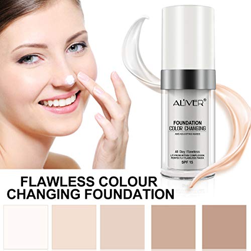 Fundação de mudança de cor, Fundação de tons de pele quente de cor sem falhas, combina naturalmente maquiagem hidratante