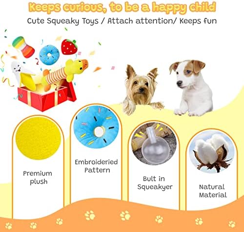 Zeaxuie 20 pacote brinquedos diversificados de cachorros, filhote de filhote de filhote para cães de dentição com brinquedos de cachorro Squeaky, bolas de cães e brinquedos de corda para cães pequenos