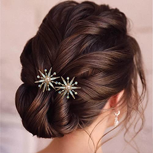 Yikisdy Brides Hair Hair Pins Gold Bridal Hair Bairpin Hairpin Floral Bride Hair Acessórios para mulheres e meninas