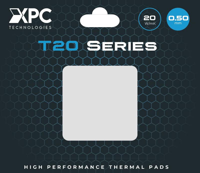 XPC de alto desempenho de 20w/mk Série T20 T20, 100 x 100 mm, branca, 0,5 mm a 3,5 mm de espessura, não condutora para GPU, eletrônica,