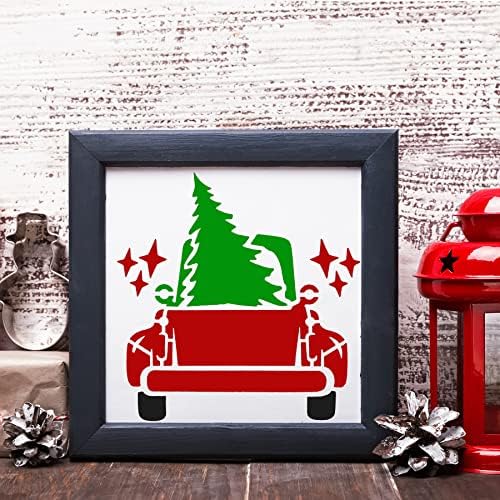 Hautoco 25pcs pequenos estênceis de Natal 3 x3 para pintar em madeira reutilizável férias feliz natal estêncils de