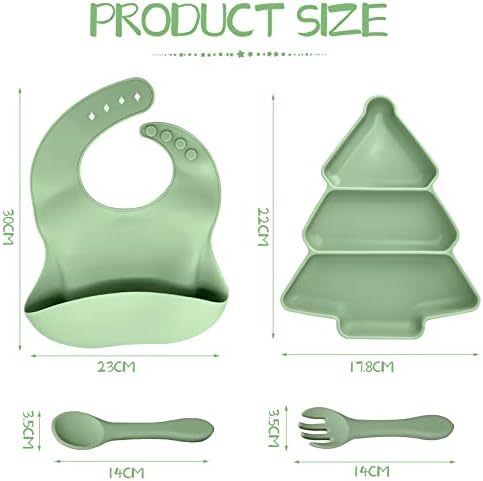Conjunto de alimentação para bebês de silicone de 4, placa de criança com sucção, babador de silicone ajustável, utensílios de colher