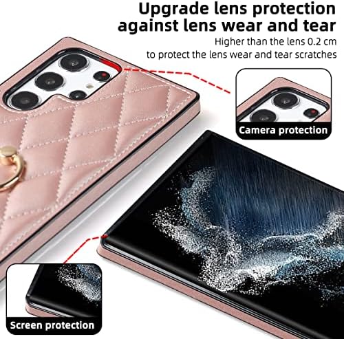 NKECXKJ PARA GALAXY S22 Caixa de telefone Ultra Kickstand com protetor de tela de vidro temperado 360 ° ROTAÇÃO PARA ANELO DO