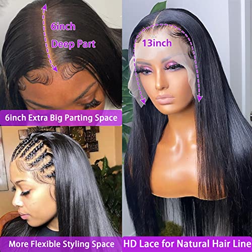 Varcily 13x6 Perucas de renda reta Cabelos de cabelo humano pré -arrancados HD Transparente Wigs Frontal Wigs Humanos Cabelo Humano