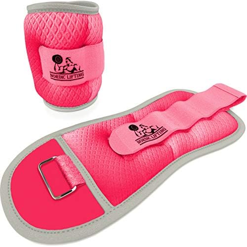 Pesos do pulso do tornozelo 2 lb - pacote rosa com barbell olímpico de barbell mjolnir