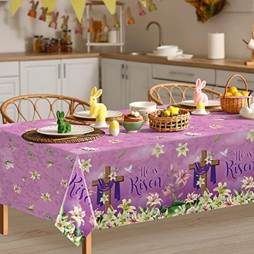 3 pacote ele é ressuscitado decorações de festa de toalha de mesa da Páscoa, retange de toalha de mesa de plástico da Páscoa da primavera