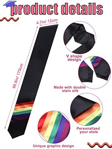 2 PCs Rainbow LGBTQ PRIDA GAY PRIDA E STOLE DE GRATUÇÃO ROUS