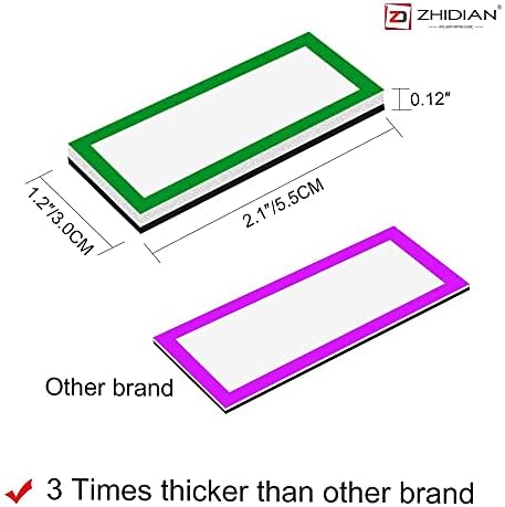 72 PCs Pactas de apagar a seco magnéticas 2.1 x1.2, ímãs de apagamento seco pequenos reutilizáveis ​​para quadro branco, nomes magnéticos tags graváveis ​​folhas de ímãs flexíveis para sala de aula, armários, geladeira e gráfico de comportamento