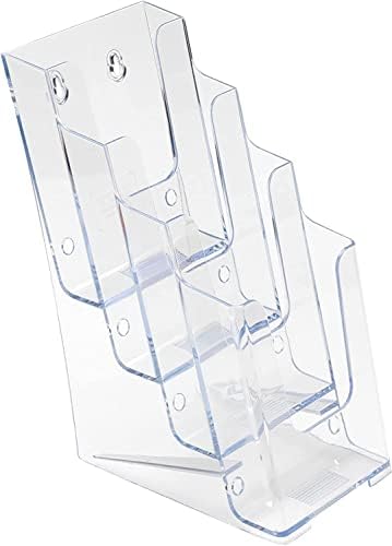 Deflecto Multi-Compartment Docuholder, bancada ou montagem na parede, suporte de literatura de 4 camadas, tamanho pequeno, claro, 4-7/8 W x 10 h x 8 D