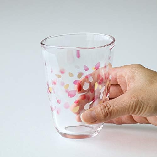 ADERIA S-6317 HARUIRO Glass Par de pares de vidro, 10,2 fl oz, conjunto de costelas, flores de cerejeira, conjunto de pares, rosa