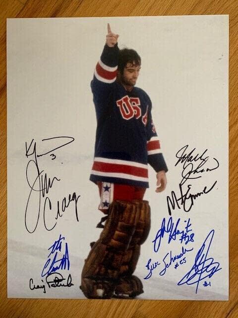 1980 Hóquei olímpico assinado 11x14 foto+COA 9 assinado Jim Craig - fotos autografadas da NHL
