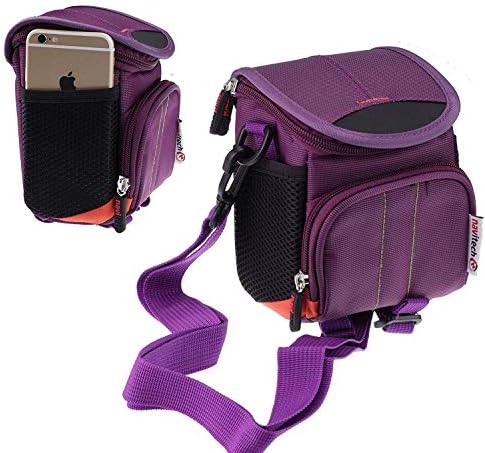 Bolsa de camcordro digital de Navitech Purple Purple compatível com a Canon Vixia HF W10 com cinta e alça de ombro