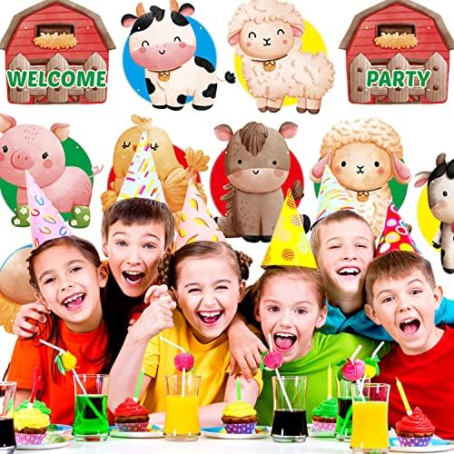 Farm Animals Decorações de festas de aniversário, material de festa de animais de fazenda para crianças, casa interna, placa