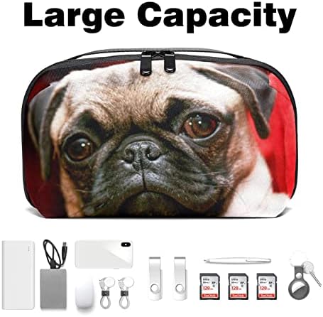 Organizador eletrônico, bolsa de cosméticos, organizador de viagens eletrônicas, bolsa de tecnologia, padrão de cachorro