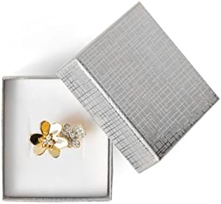 Caixa de presente de jóias de jóias de prata 50 peças, caixas de presente de papelão com slot para anel de espuma reunido,