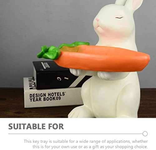 Kesyoo Rabbit estátua Key Bowl Bunk Cenout Cenoura Jóia do anel de jóias Punto do anel de lanche bandeja de doces Decoração de escultura Decoração de escultura Decoração de vestidos Ornamento de Páscoa da Primavera