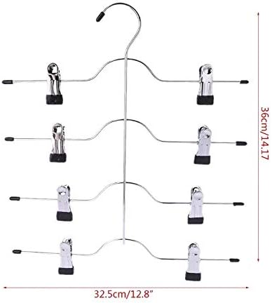 WPYYI Multifuncional 4 camadas de aço inoxidável de aço de aço cabide da saia de clipe com 8 clipes Organizador de armazenamento