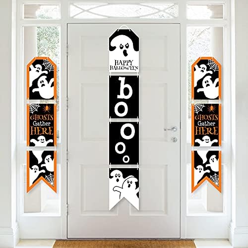 Big Dot of Happiness Spooky Ghost - pendurar faixas de porta de papel vertical - kit de decoração de parede de festa