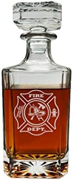 Decanter de uísque de bombeiros de bombeiros de bombeiros com tampa de vidro Presente personalizado para homens para homens