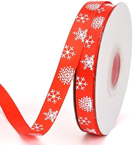 25 jardas fitas estampadas de floco de neve rolam poliéster Grosgrain cetim fita de natal embrulhando artesanato diy decoração