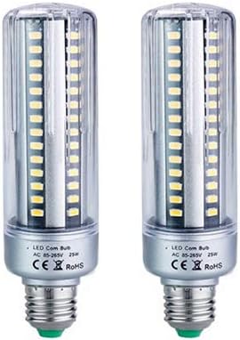 Lâmpada de milho de 2 pacote de pacote, 25W equivalente a 180W, 2000lumen, soquete E26/27, 6000K LIDA LED LUDE LED para casa,