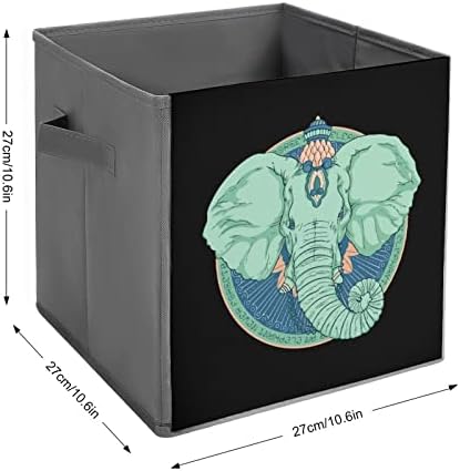 Elefante de elefante verde Grandes Cubos Bins de Armazenamento de Armazenamento de Armazenamento de Armazenamento de Canvas