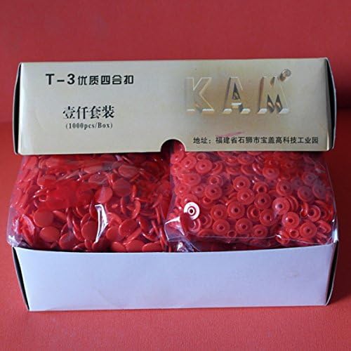 Chengyida 1000 set Red Kam Snaps, tamanho 16 T3 - Poppers de plástico, fixadores de encaixes