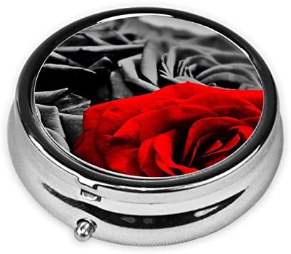 Rosas brancas e vermelhas pretas Caixa de comprimidos de impressão compacta três compartimentos de comprimido organizador de tablets pequenos recipientes de caixa de comprimidos para comprimido