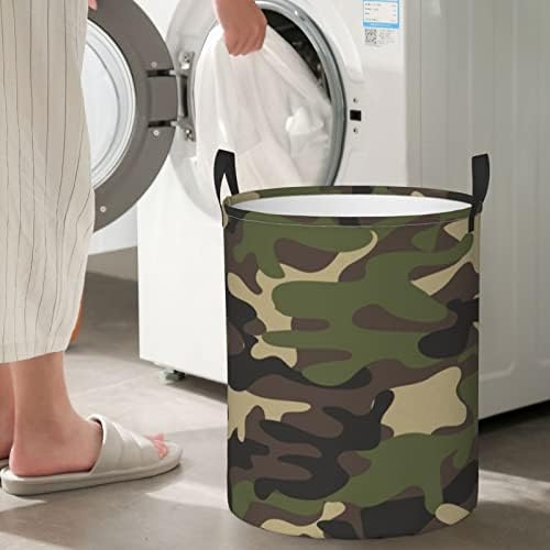 Camuflagem Militar abstrata cesta de lavanderia para mulheres adolescentes quarto garotas, pequenos lavanderia floral colapsível