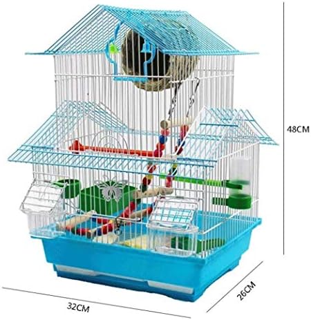Kuandarm Blue Iron Metal Metal Gaises Tipo de villa transportador de pássaro com ninho de papagaio canário doméstico de suprimentos para animais de estimação